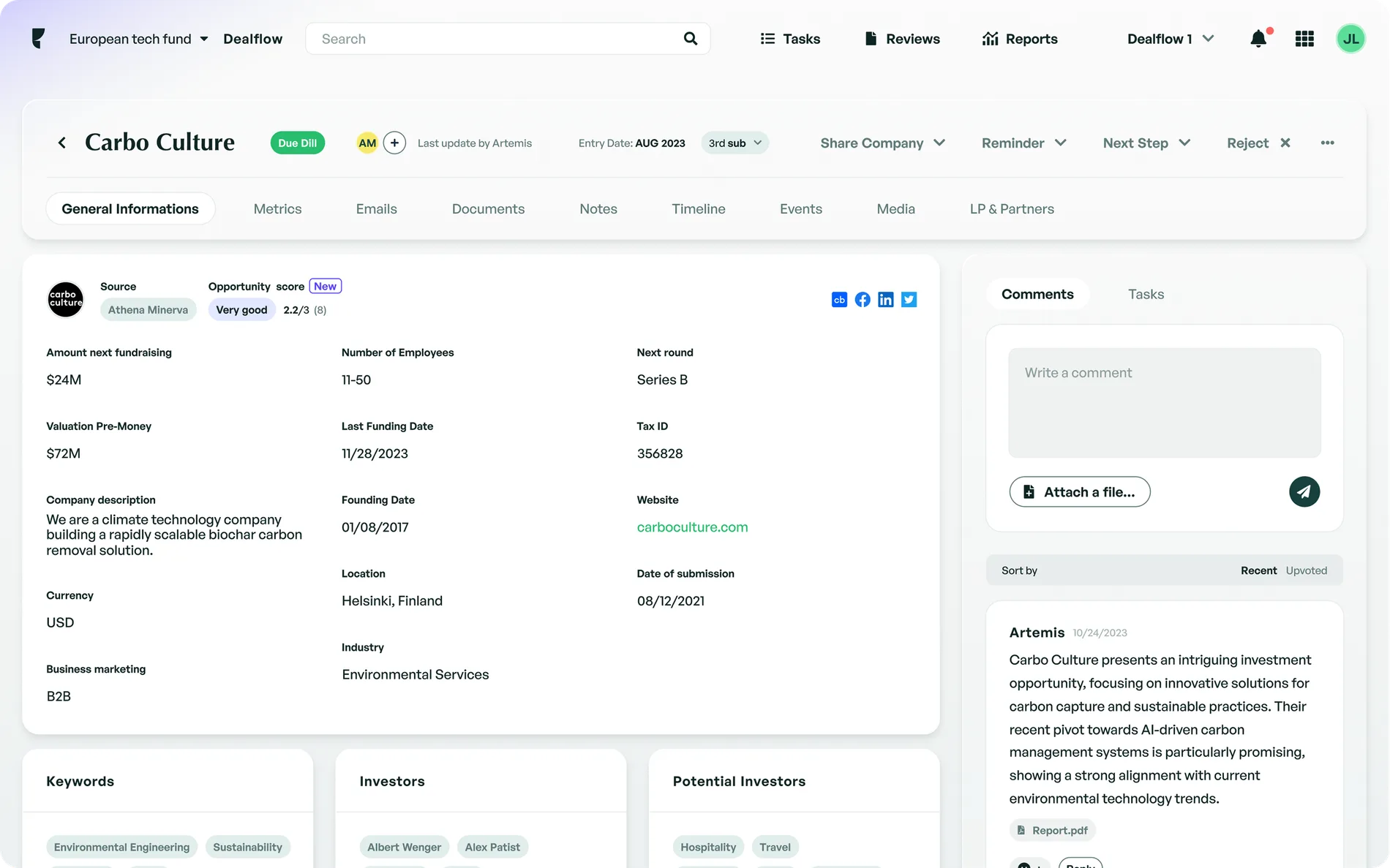 Special CRM functionalities for investor relations