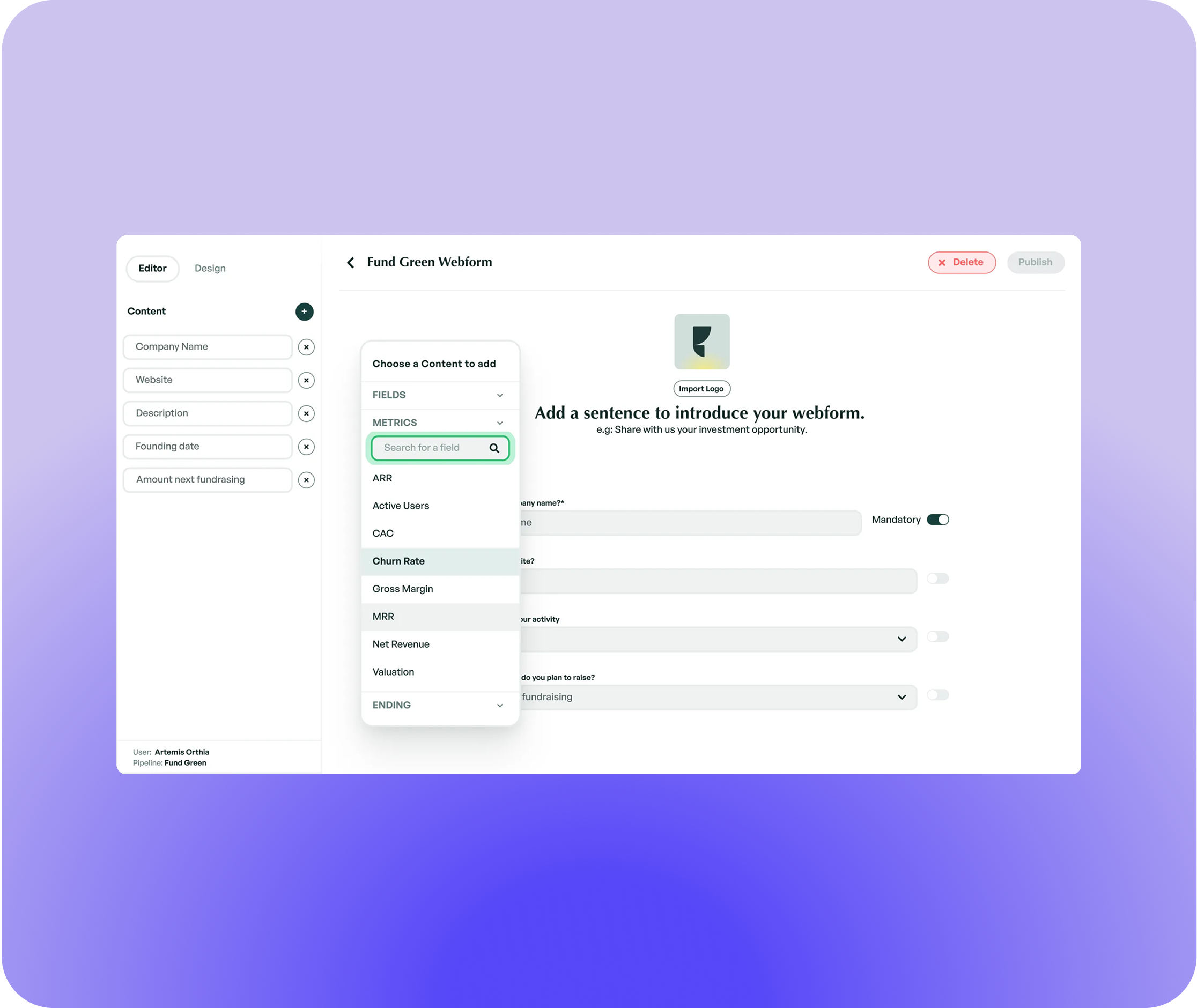Webform startup applications